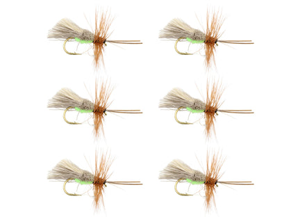 Wild Water Fly Fishing Goddard Caddis with Chartreuse Underside, Size 12, Qty. 6