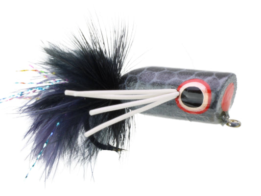 Wild Water Fly Fishing Gray Ghost Bass Popper, Size 2, Qty. 4-Goodwynn's