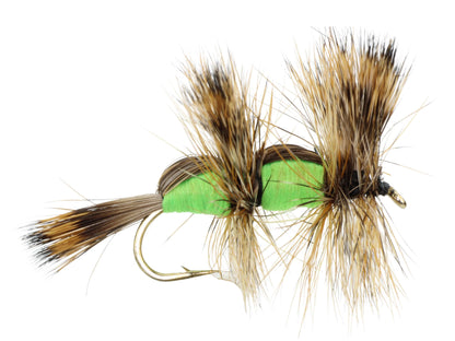 Wild Water Fly Fishing Green Double Humpy, Size 10, Qty. 6