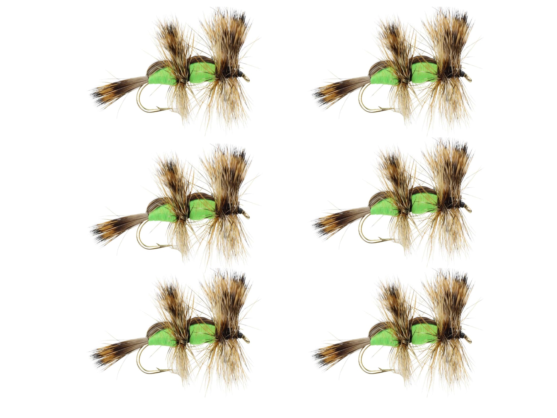 Wild Water Fly Fishing Green Double Humpy, Size 10, Qty. 6-Goodwynn&#39;sGoodwynn&#39;s