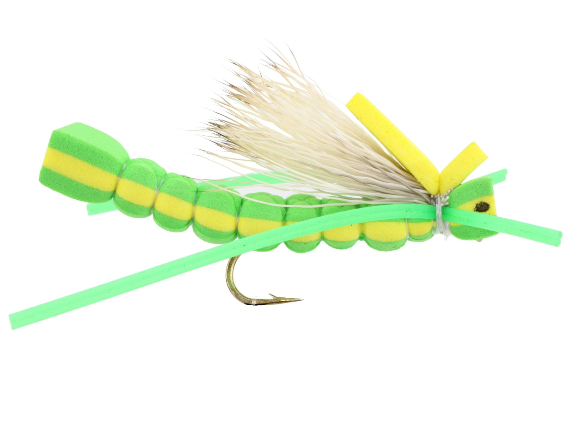 Wild Water Fly Fishing Foam Green Grasshopper, Size 8, Qty. 6-Goodwynn&#39;sGoodwynn&#39;s