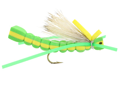 Wild Water Fly Fishing Foam Green Grasshopper, Size 8, Qty. 6