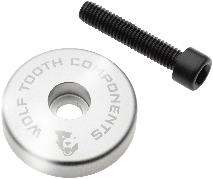 Wolf Tooth Ultralight Stem Cap Integrated 5mm Spacer - 5mm Spacer Raw Silver