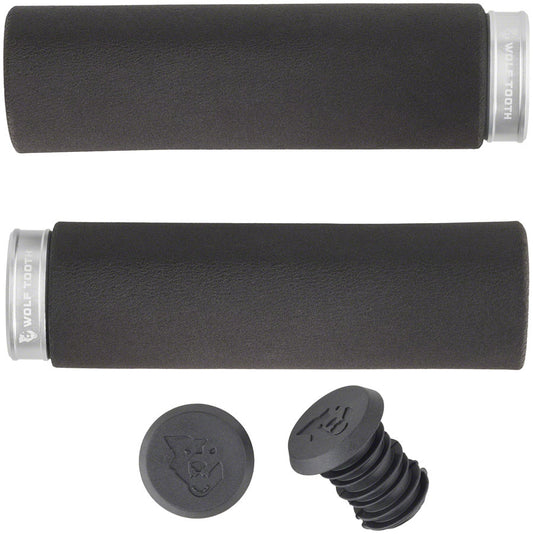 Wolf Tooth Fat Paw Lock-on Grips - Black/Raw Silver-Goodwynn's