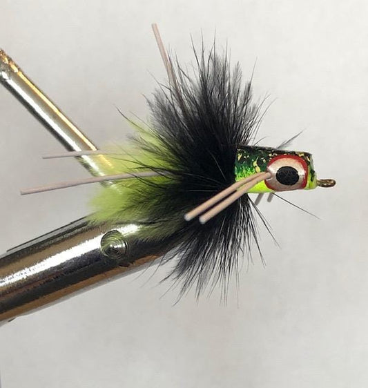 Wild Water Fly Fishing Frog Pattern Snub Nose Slider Popper, Size 8, Qty. 4-Goodwynn's