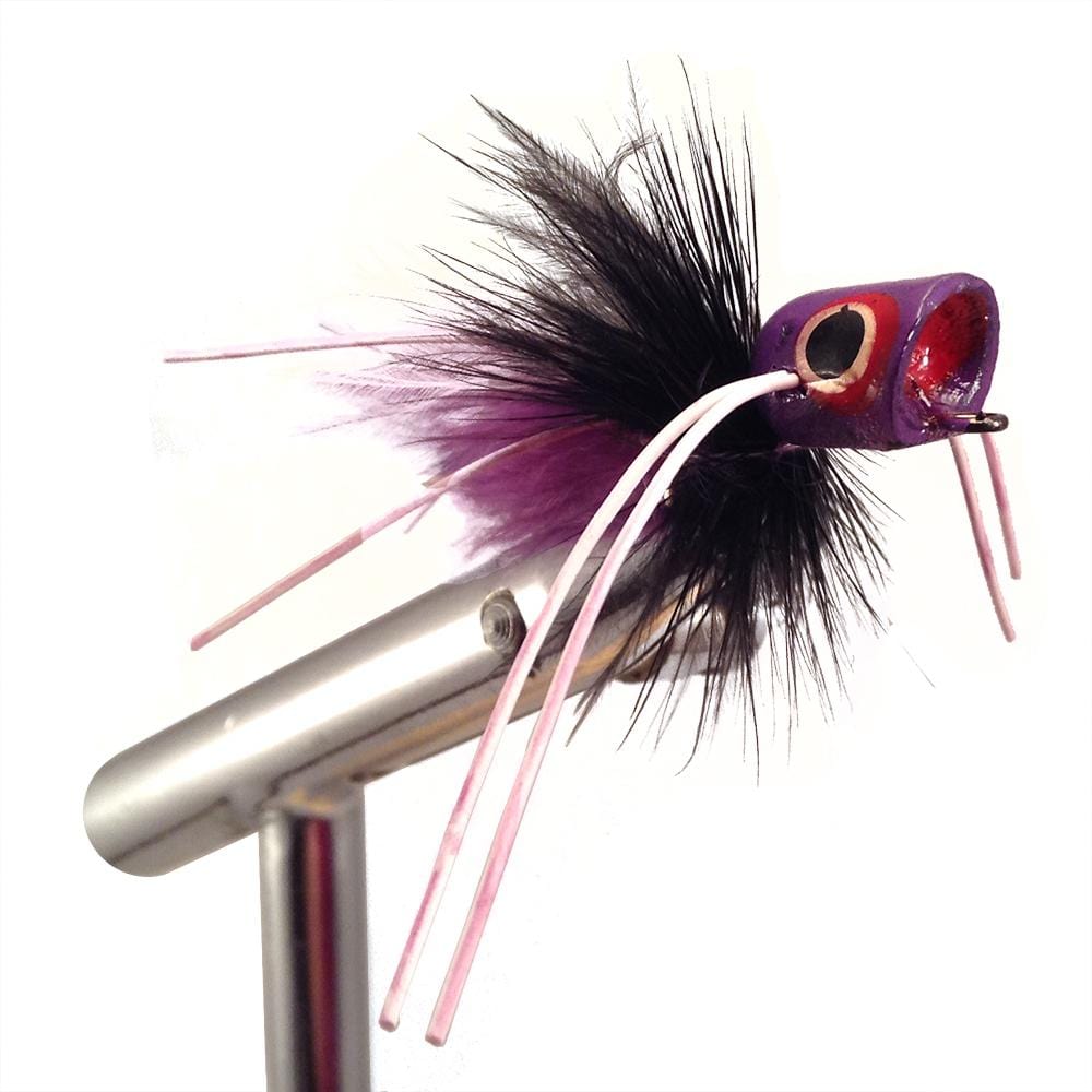 Wild Water Fly Fishing Purple and Black Concave Face Mini Panfish Popper, Size 8, Qty. 4-Goodwynn&#39;sGoodwynn&#39;s