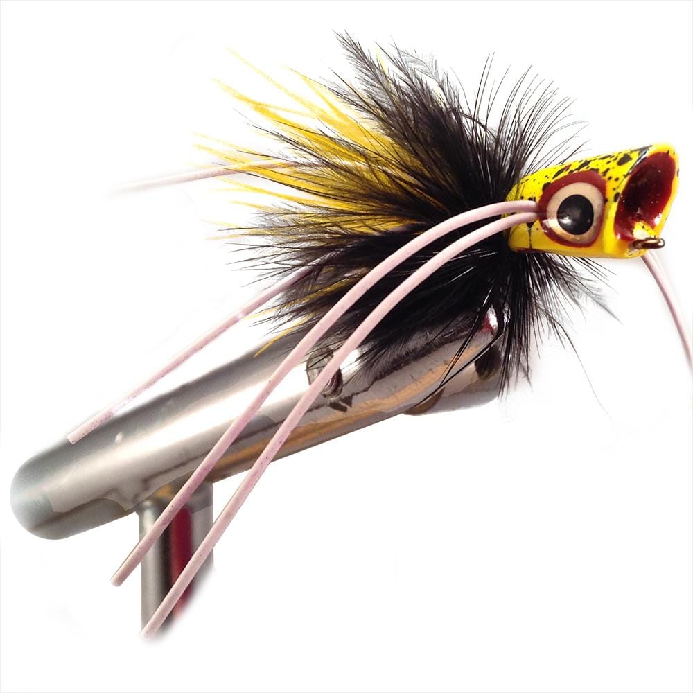 Wild Water Fly Fishing Black and Yellow Concave Face Mini Panfish Popper, Size 6, Qty. 4-Goodwynn&#39;sGoodwynn&#39;s