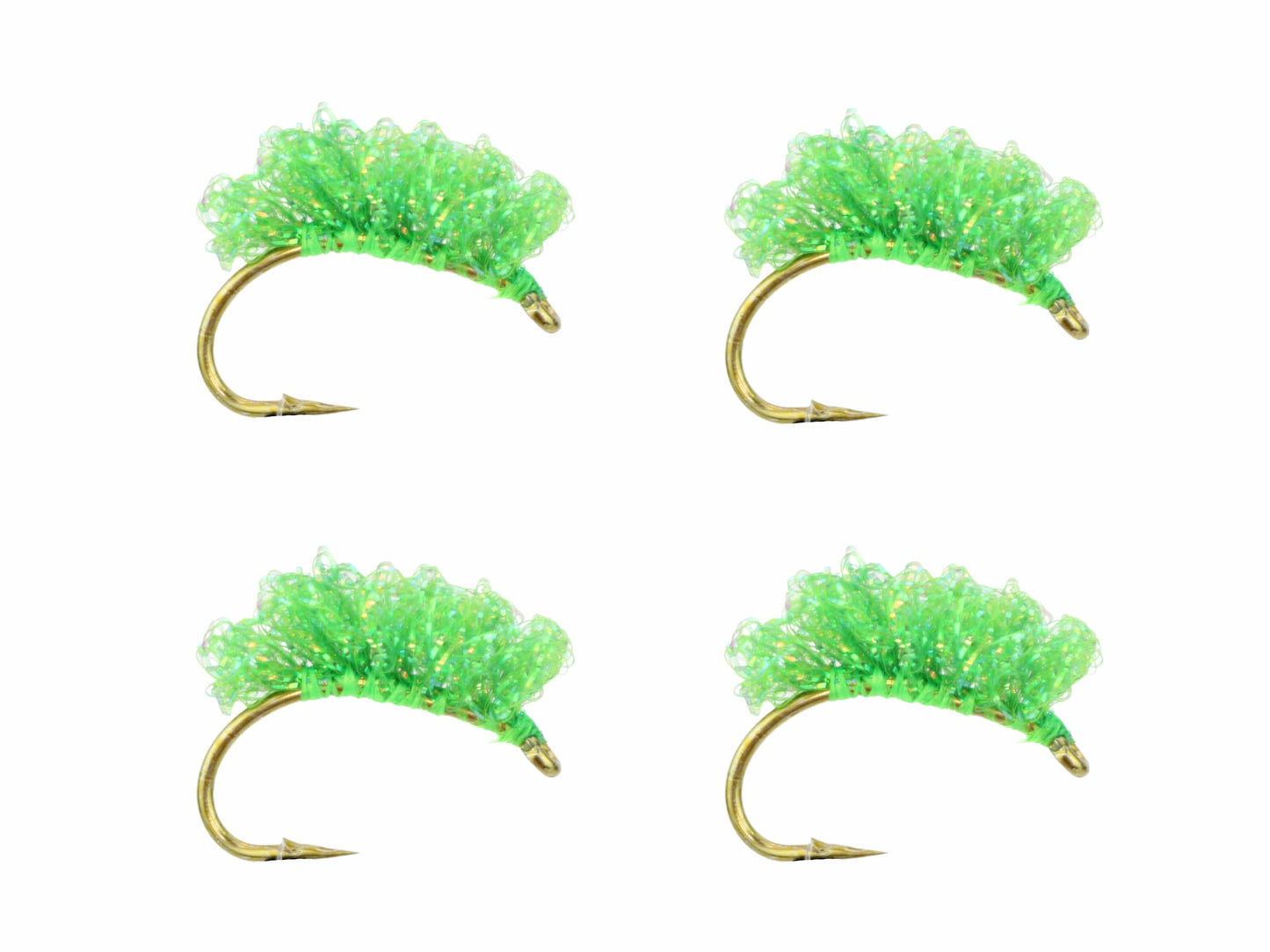 Wild Water Fly Fishing Steelhead Sucker Spawn, Metallic Green, Size 6, Qty. 4