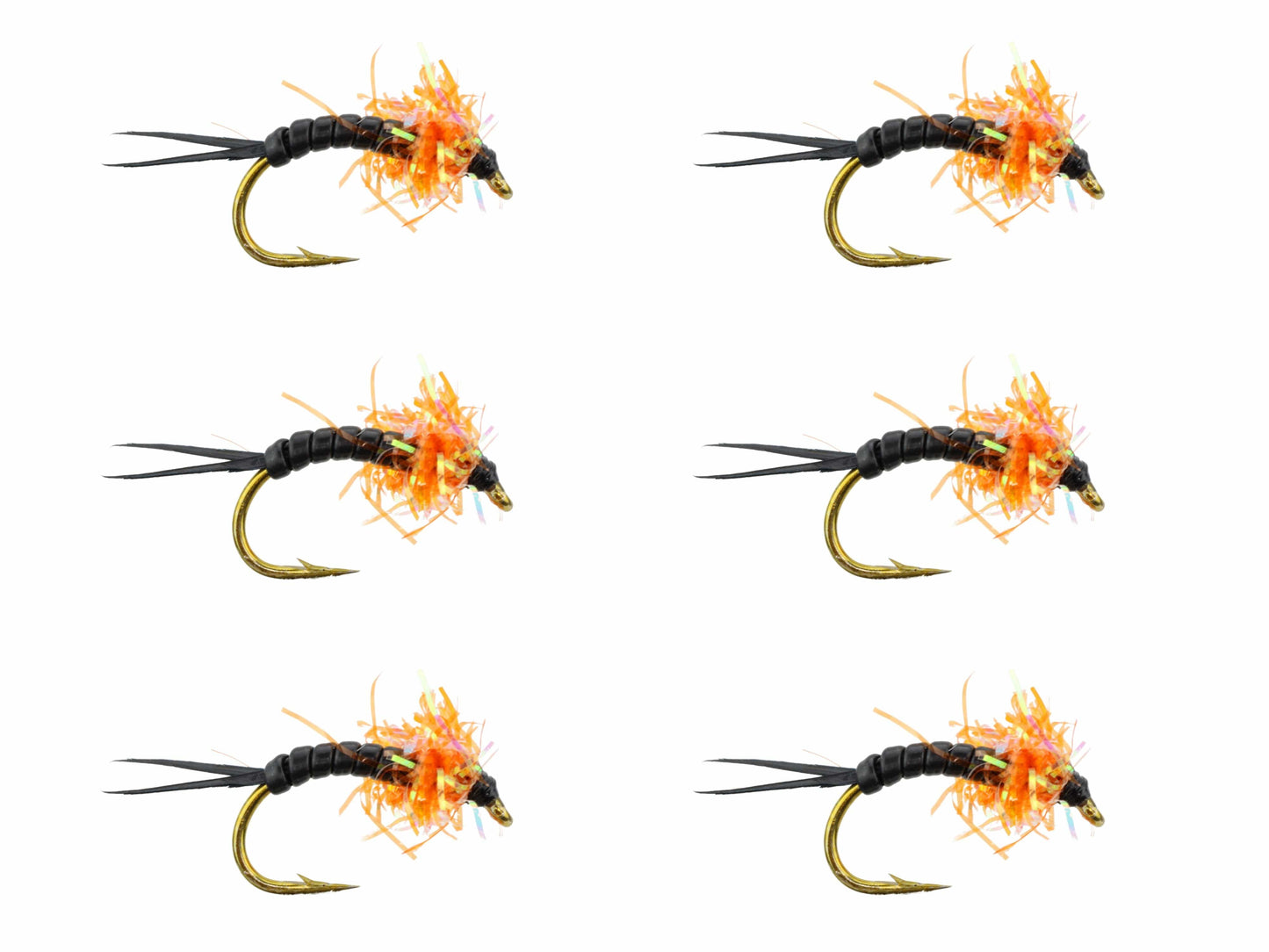 Wild Water Fly Fishing Estaz Stonefly, Metallic Orange, Size 6, Qty. 6