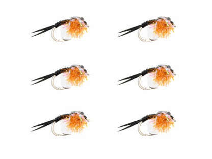 Wild Water Fly Fishing Estaz Stonefly, Metallic Orange, Size 12, Qty. 6