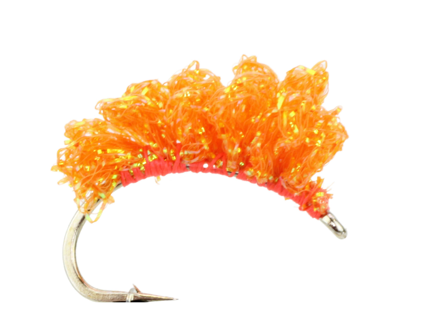 Wild Water Fly Fishing Steelhead Sucker Spawn, Metallic Orange, Size 6, Qty. 4