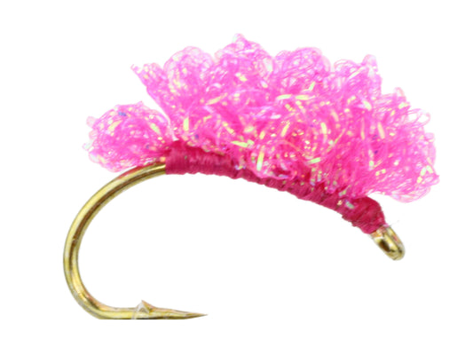 Wild Water Fly Fishing Steelhead Sucker Spawn, Metallic Pink, Size 6, Qty. 4-Goodwynn's