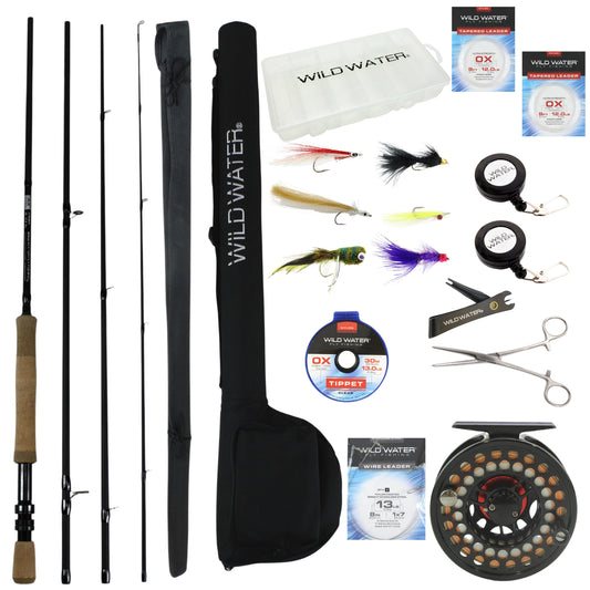 Wild Water Fly Fishing Kit, 9' 7/8 Weight Rod and CNC Reel Package-Goodwynn's