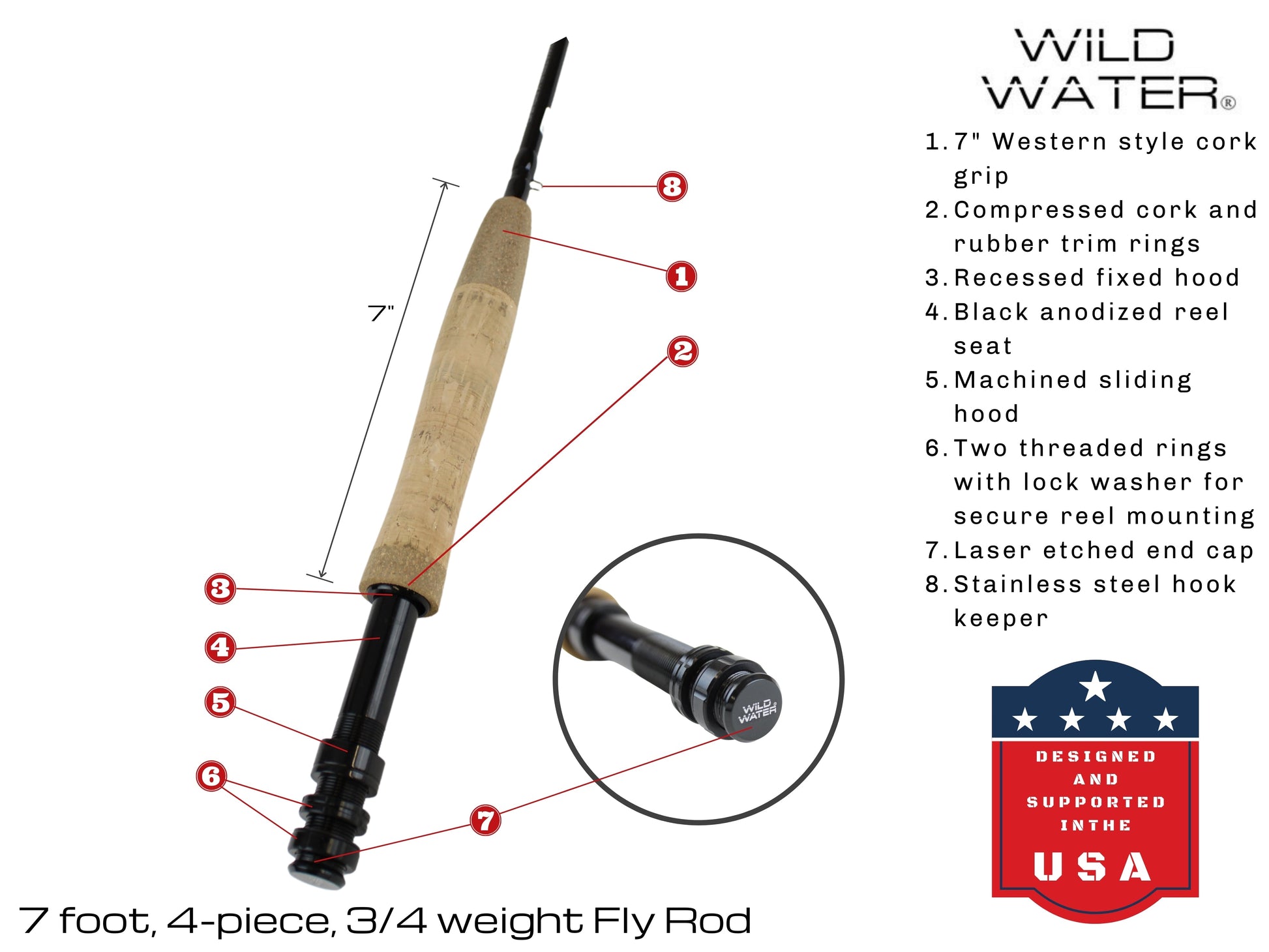 Wild Water Deluxe Fly Fishing Combo, 7 ft 3/4 wt Rod-Goodwynn&#39;sGoodwynn&#39;s