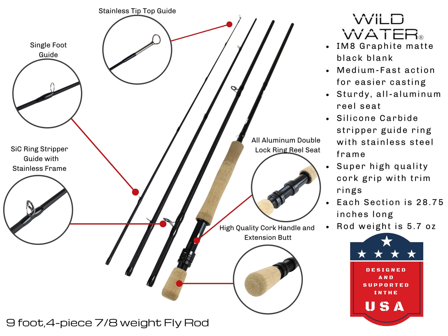 Wild Water Fly Fishing AX78-090-4 Fly Rod