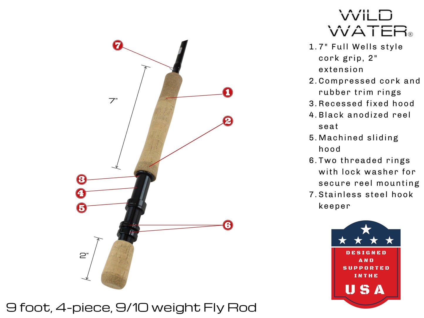 Wild Water Fly Fishing 9 ft 9/10 wt 4 Piece Fly Rod