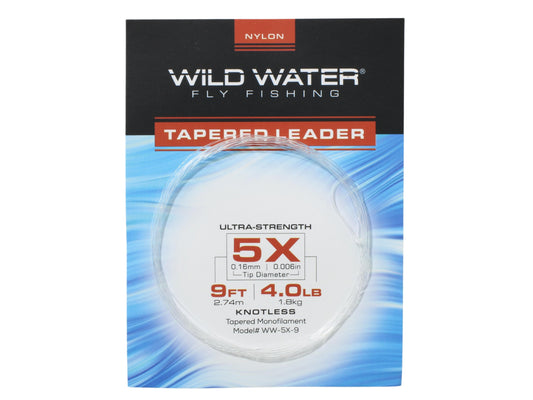 Wild Water Fly Fishing 9' Tapered Monofilament Leader 5X, 6 Pack-Goodwynn's