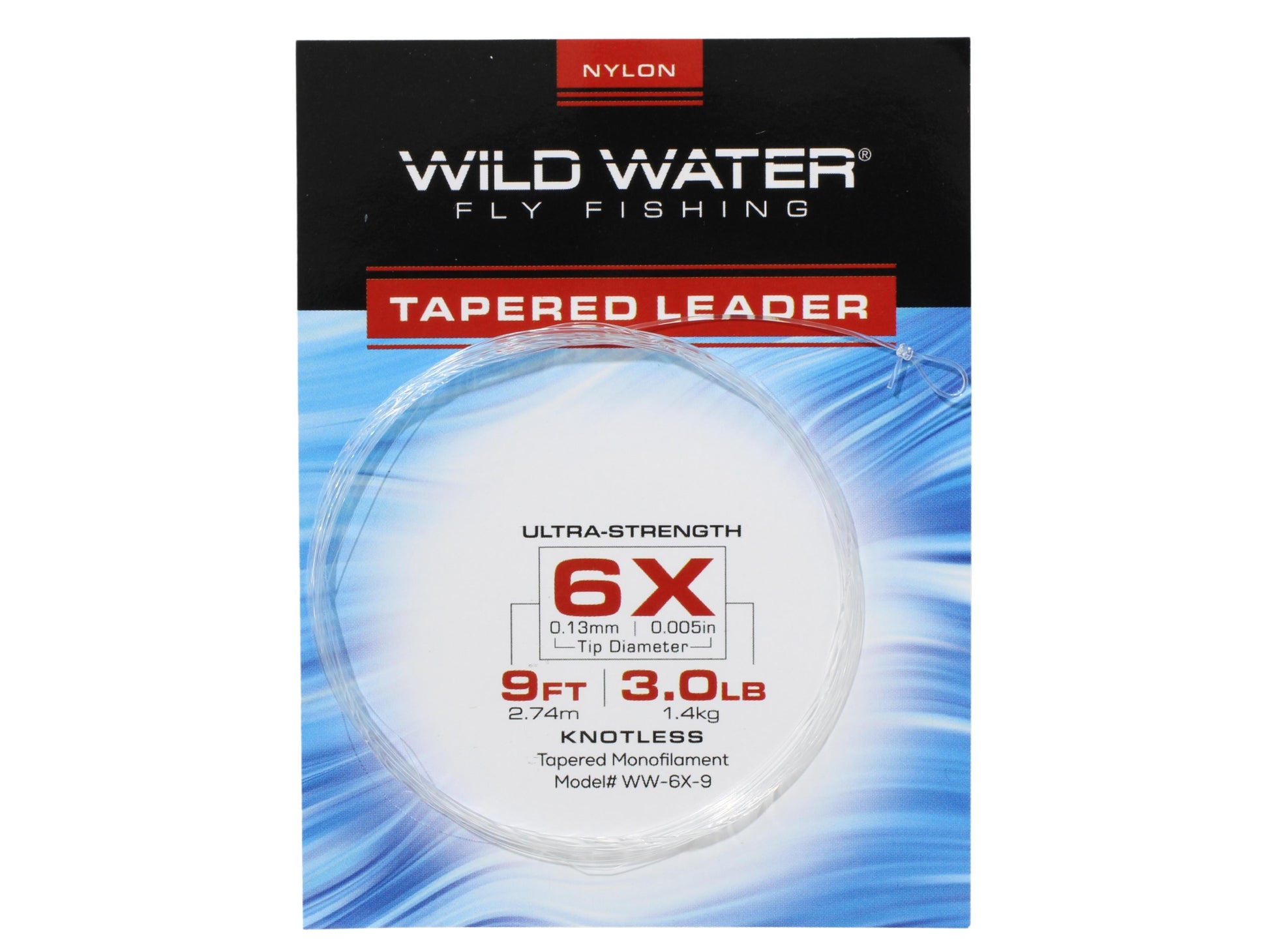 Wild Water Fly Fishing 9' Tapered Monofilament Leader 6X, 6 Pack-Goodwynn&#39;sGoodwynn&#39;s