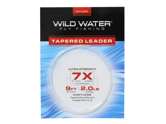 Wild Water Fly Fishing 9' Tapered Monofilament Leader 7X, 6 Pack-Goodwynn's