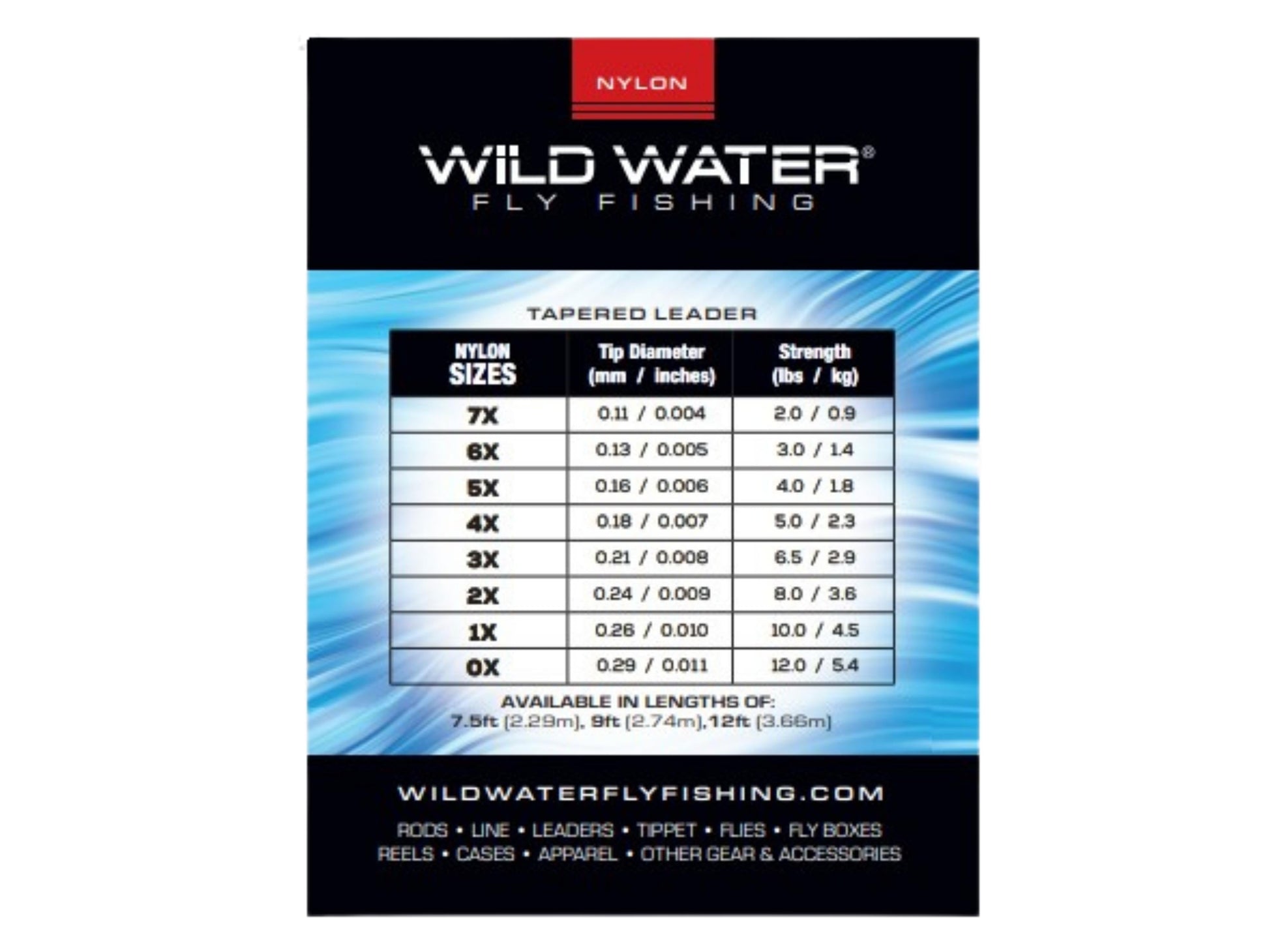 Wild Water Fly Fishing 9' Tapered Monofilament Leader 7X, 6 Pack-Goodwynn&#39;sGoodwynn&#39;s