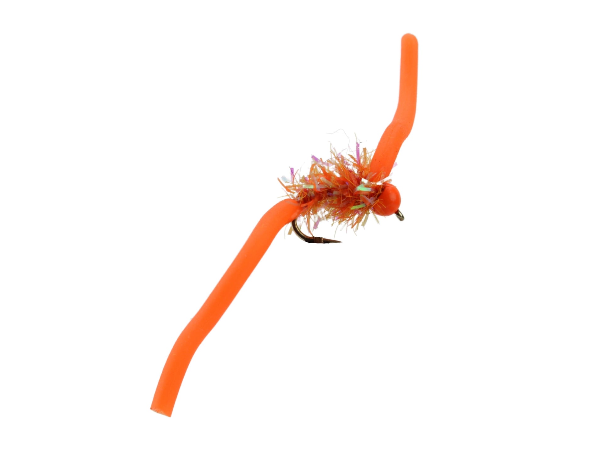 Wild Water Fly Fishing Tungsten Bead Head Orange Squirmy Worm 2.0, Size 12, Qty. 6-Goodwynn&#39;sGoodwynn&#39;s