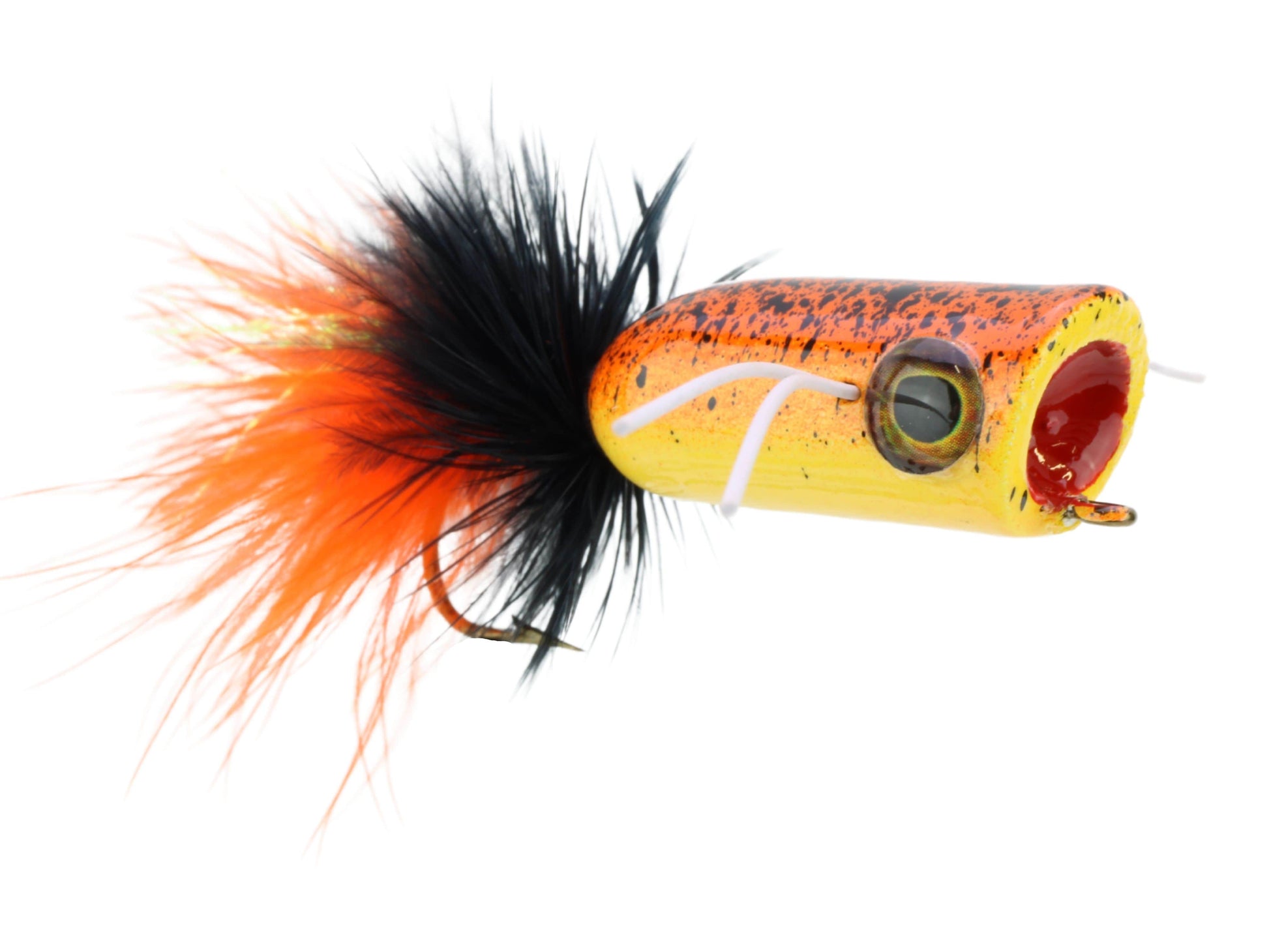 Wild Water Fly Fishing Orange Tiger Mini Bass Popper, Size1/0, Qty. 4-Goodwynn&#39;sGoodwynn&#39;s