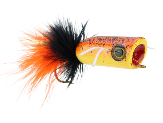 Wild Water Fly Fishing Orange Tiger Mini Bass Popper, Size1/0, Qty. 4-Goodwynn's