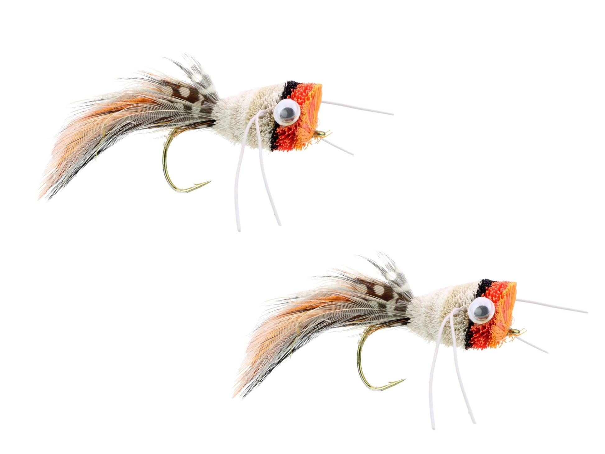 Wild Water Fly Fishing Orange, Red and White Deer Hair Bass Bug, Size 2, Qty. 2-Goodwynn&#39;sGoodwynn&#39;s