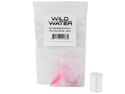 Wild Water Fly Fishing Fly Tying Material Kit, Pink Crazy Charlie-Goodwynn's