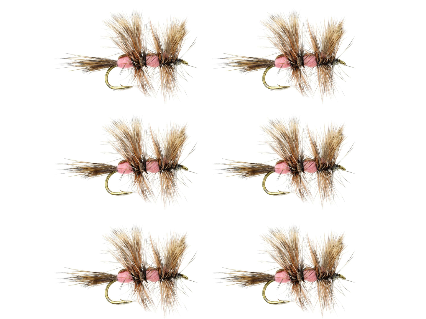 Wild Water Fly Fishing Pink Double Humpy, Size 10, Qty. 6