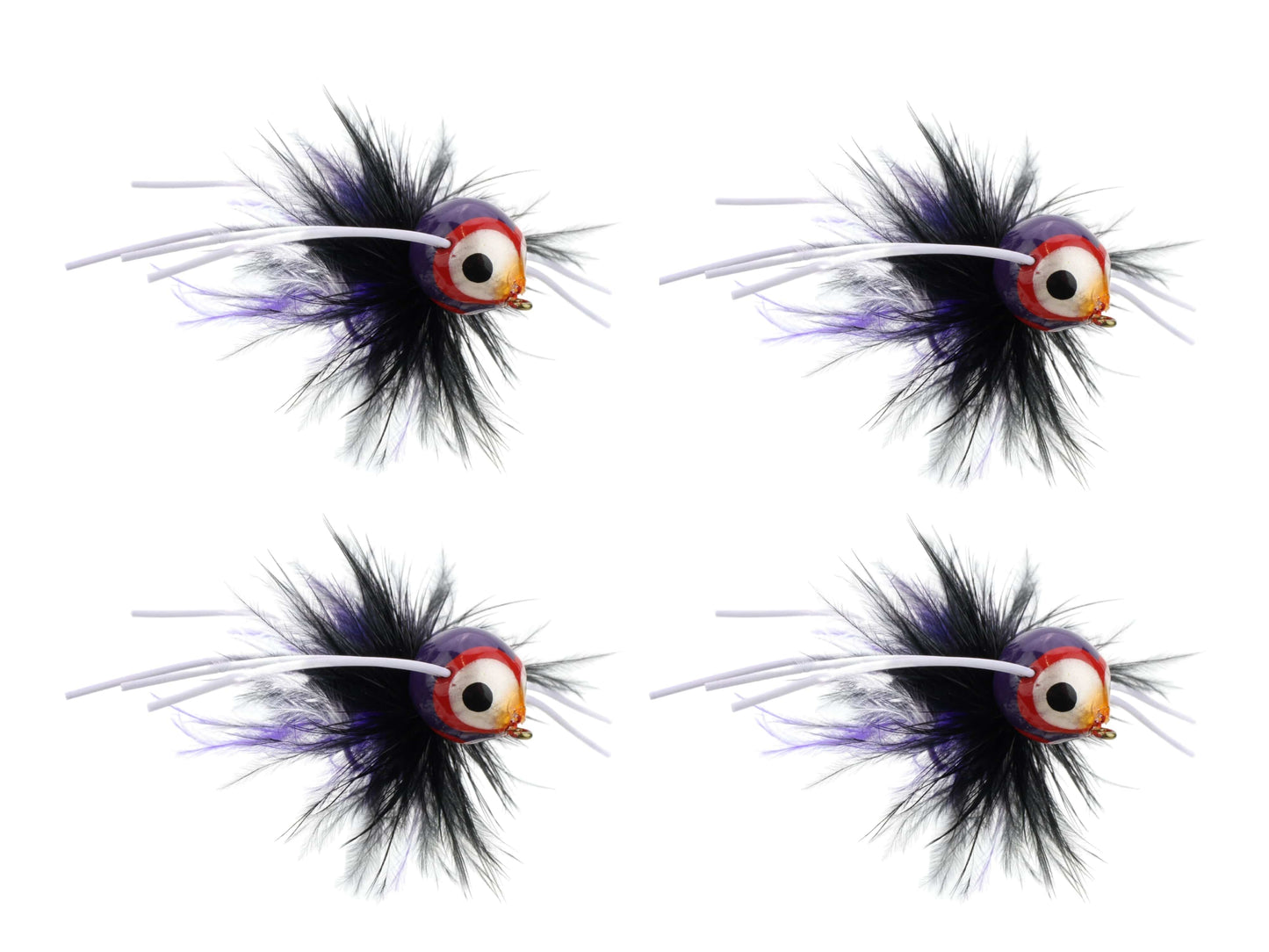 Wild Water Fly Fishing Purple Spherical Body Popper, Size 8, Qty. 4