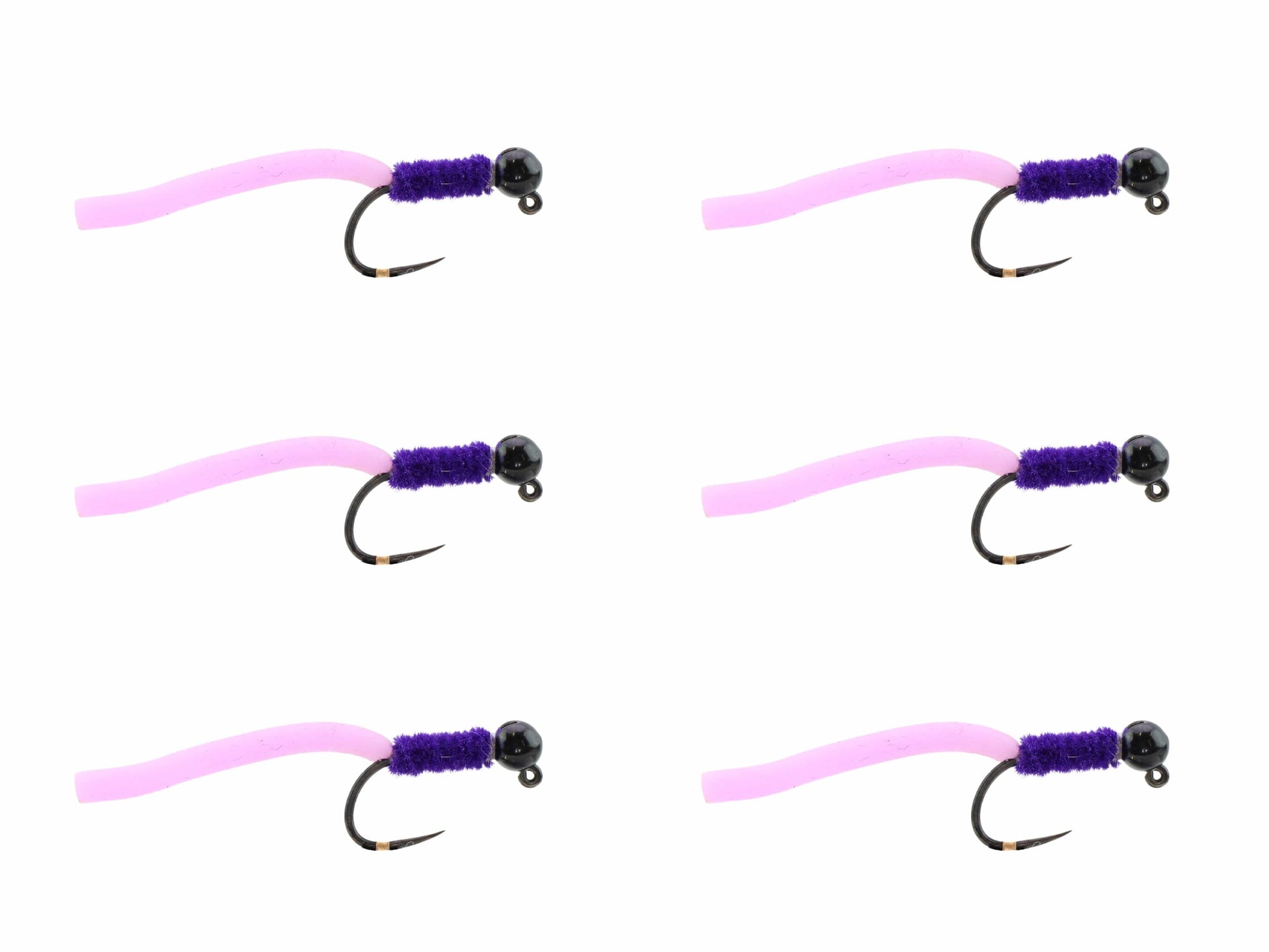 Wild Water Fly Fishing Tungsten Bead Head Purple Squirmy Worm, Size 12, Qty. 6-Goodwynn&#39;sGoodwynn&#39;s