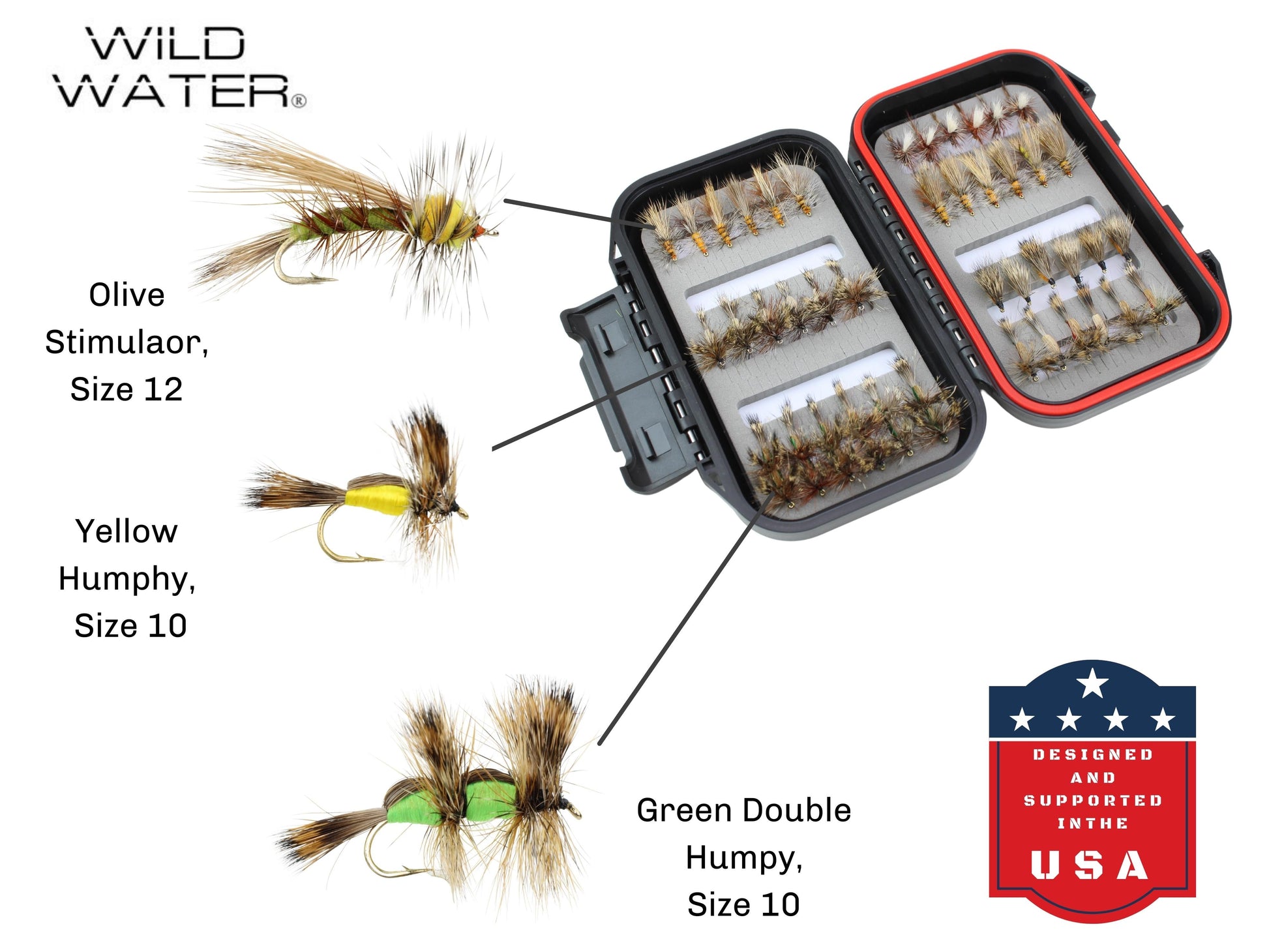 Wild Water Attractor/Trout Stimulator Fly Assortment, 42 Flies with Small Fly Box-Goodwynn&#39;sGoodwynn&#39;s