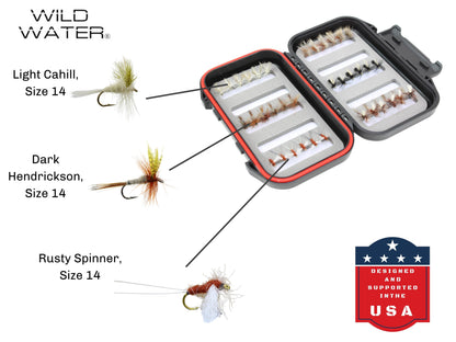 Wild Water Dry Fly Assortment, 36 Flies with Small Fly Box