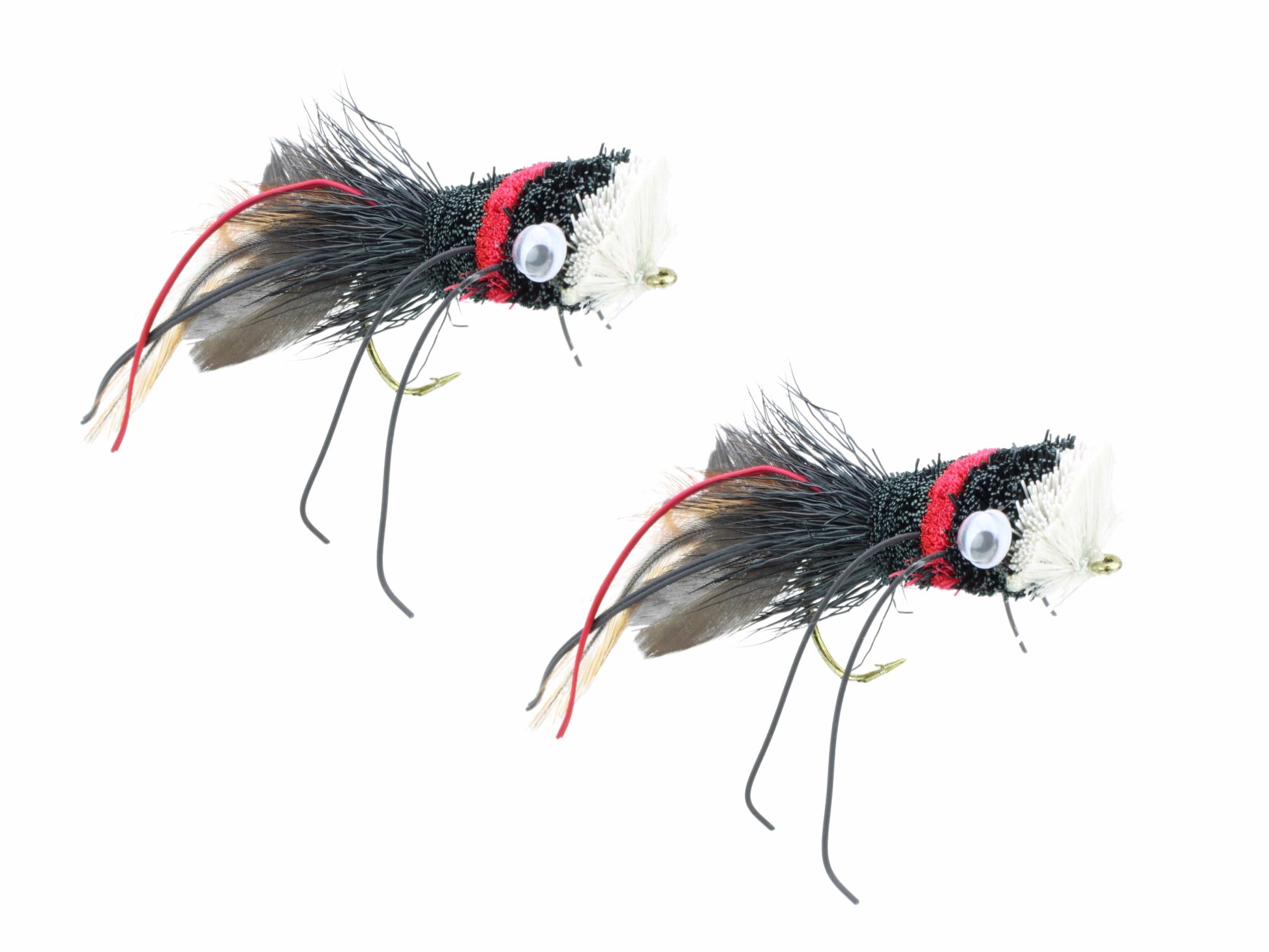 Wild Water Fly Fishing Red, Black and White Deer Hair Bass Bug, Size 2, Qty. 2-Goodwynn&#39;sGoodwynn&#39;s