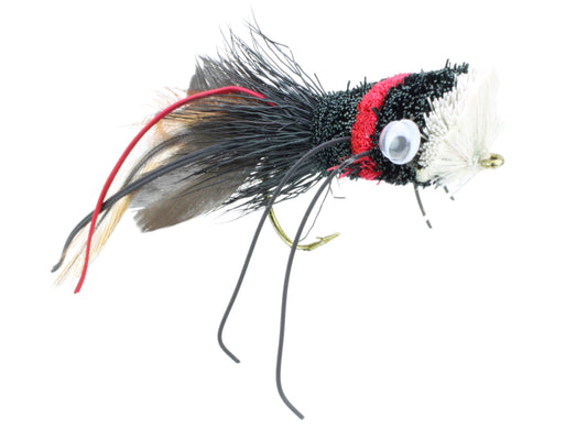 Wild Water Fly Fishing Red, Black and White Deer Hair Bass Bug, Size 2, Qty. 2-Goodwynn's