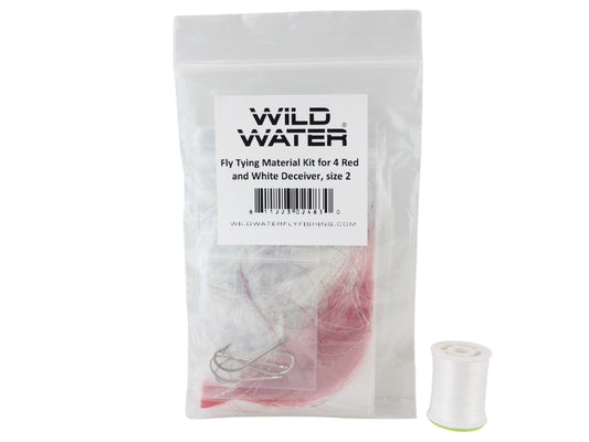 Wild Water Fly Fishing Fly Tying Material Kit, Red and White Deceiver-Goodwynn's