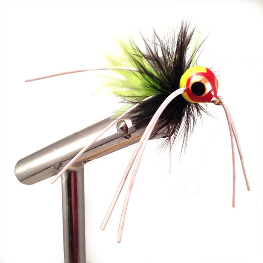 Wild Water Fly Fishing Chartreuse and Black Spherical Body Popper, Size 4, Qty. 4-Goodwynn's