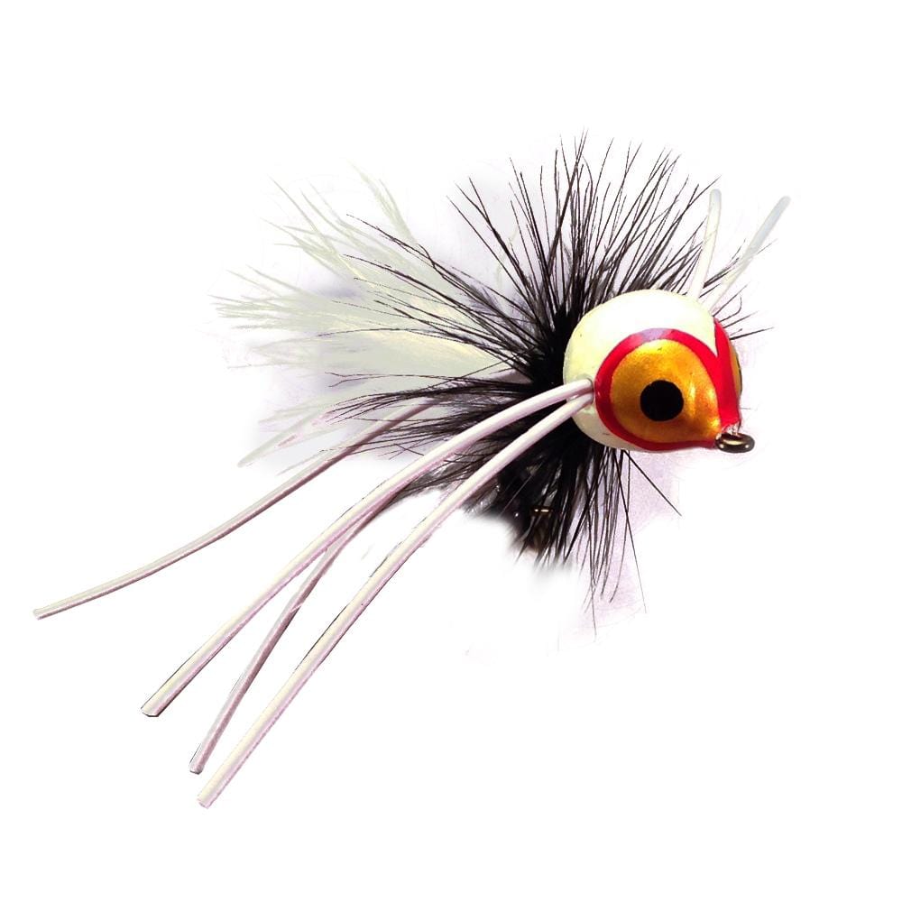 Wild Water Fly Fishing Black and White Spherical Body Popper, Size 10, Qty. 4-Goodwynn&#39;sGoodwynn&#39;s