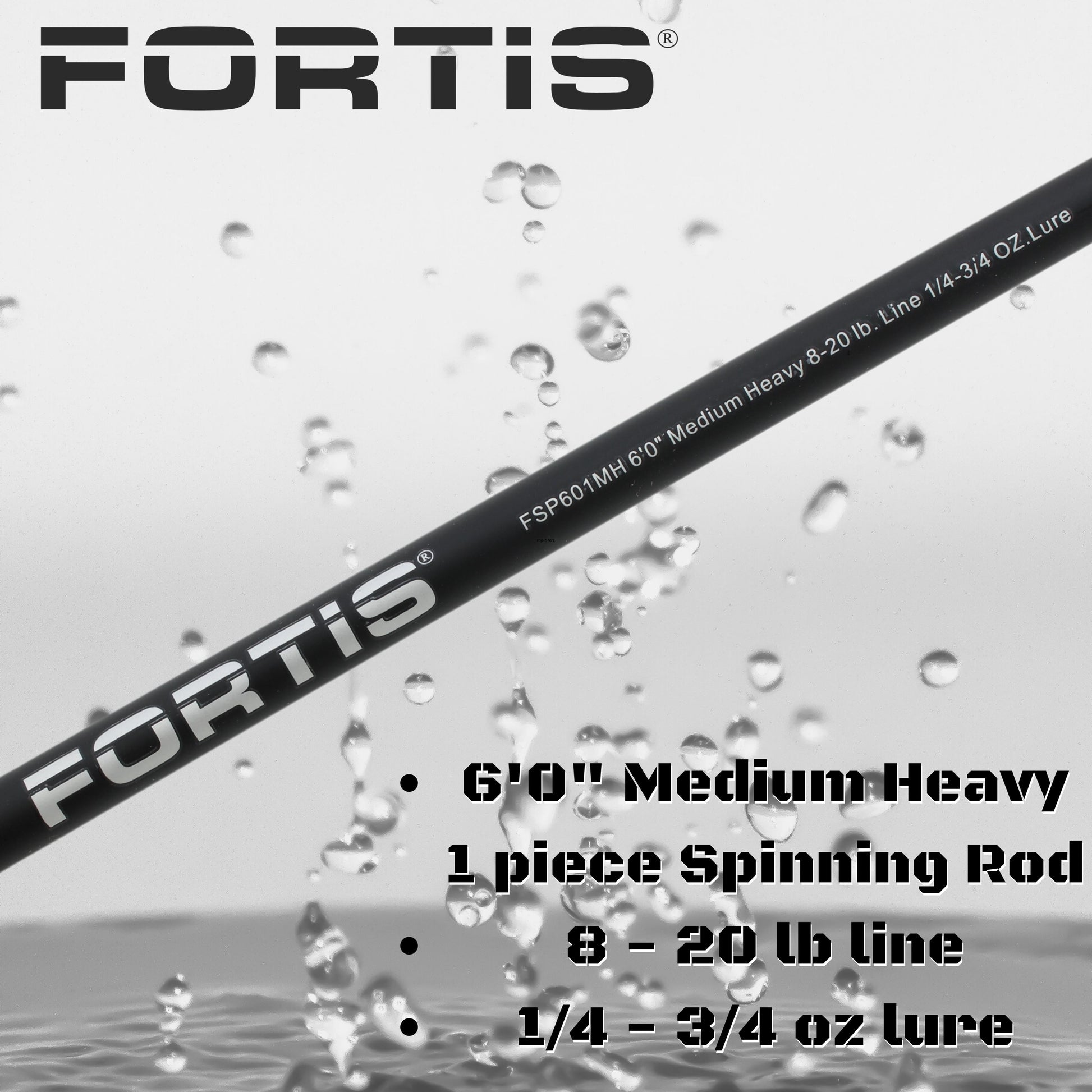 FORTIS 6' Medium Heavy Action 1 Piece Spinning Rod-Goodwynn&#39;sGoodwynn&#39;s