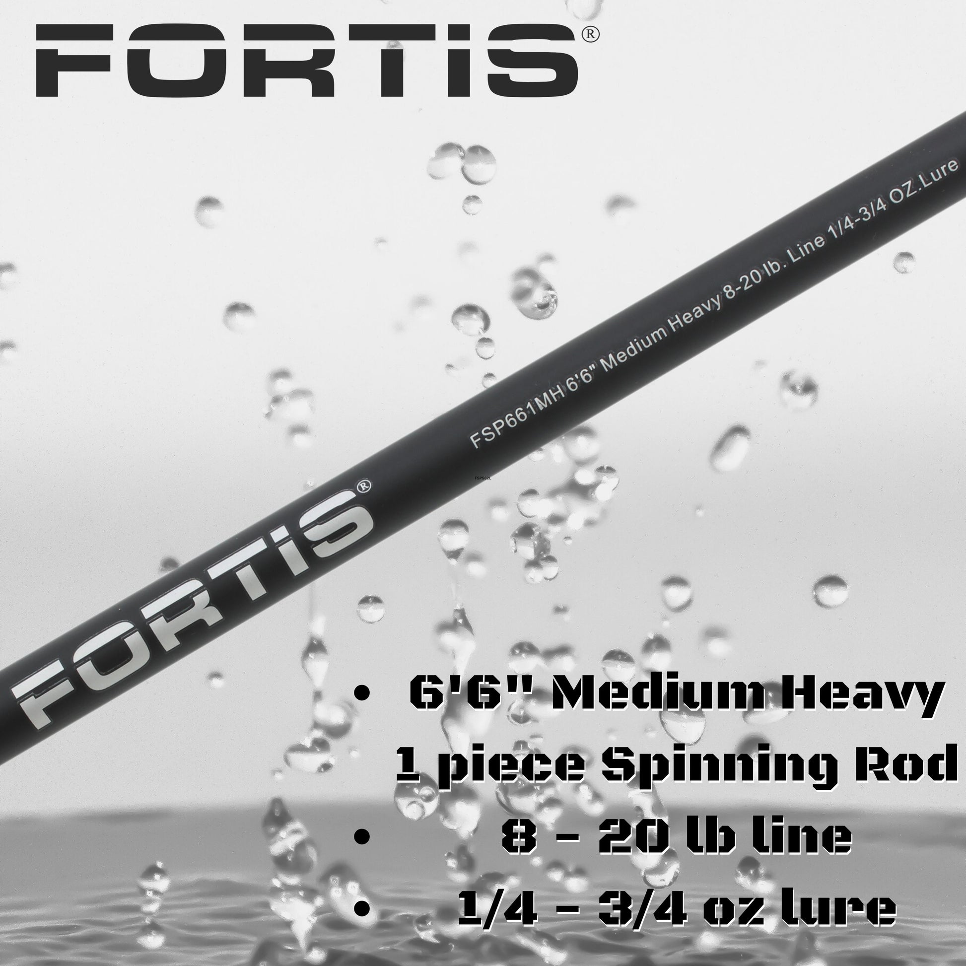 FORTIS 6' 6" Medium Heavy Action 1 Piece Spinning Rod-Goodwynn&#39;sGoodwynn&#39;s