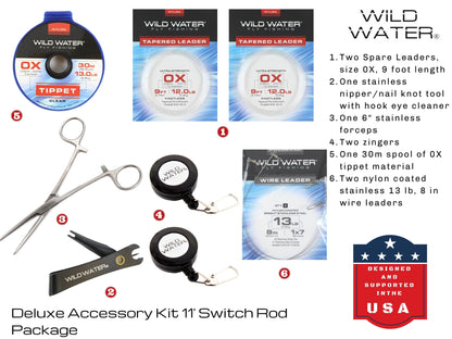 Wild Water Fly Fishing Kit for Bass and Pike, 11 ft 5 wt Switch Rod