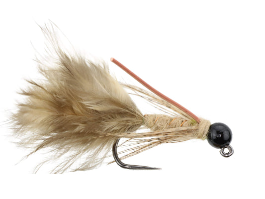 Wild Water Fly Fishing Tungsten Bead Head Tan Wooly Bugger with Rubber Legs, Size 10, Qty. 6-Goodwynn's