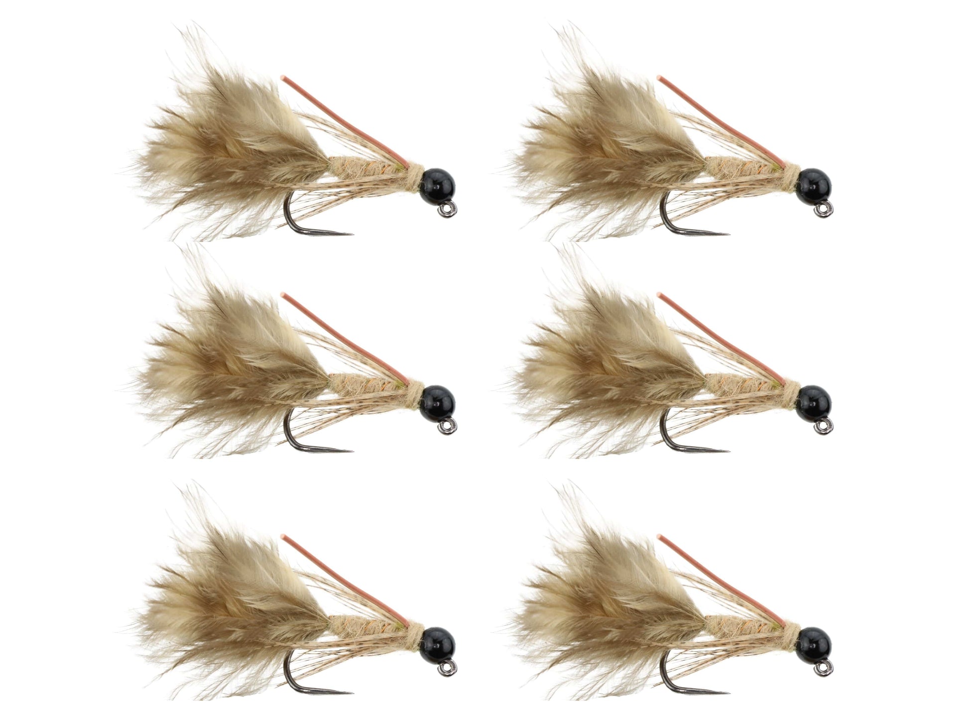 Wild Water Fly Fishing Tungsten Bead Head Tan Wooly Bugger with Rubber Legs, Size 10, Qty. 6-Goodwynn&#39;sGoodwynn&#39;s