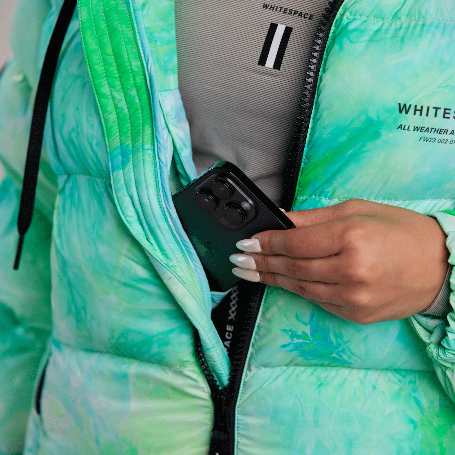 Cropped Puffer Jacket - Green Tie Dye-Goodwynn&#39;sGoodwynn&#39;s