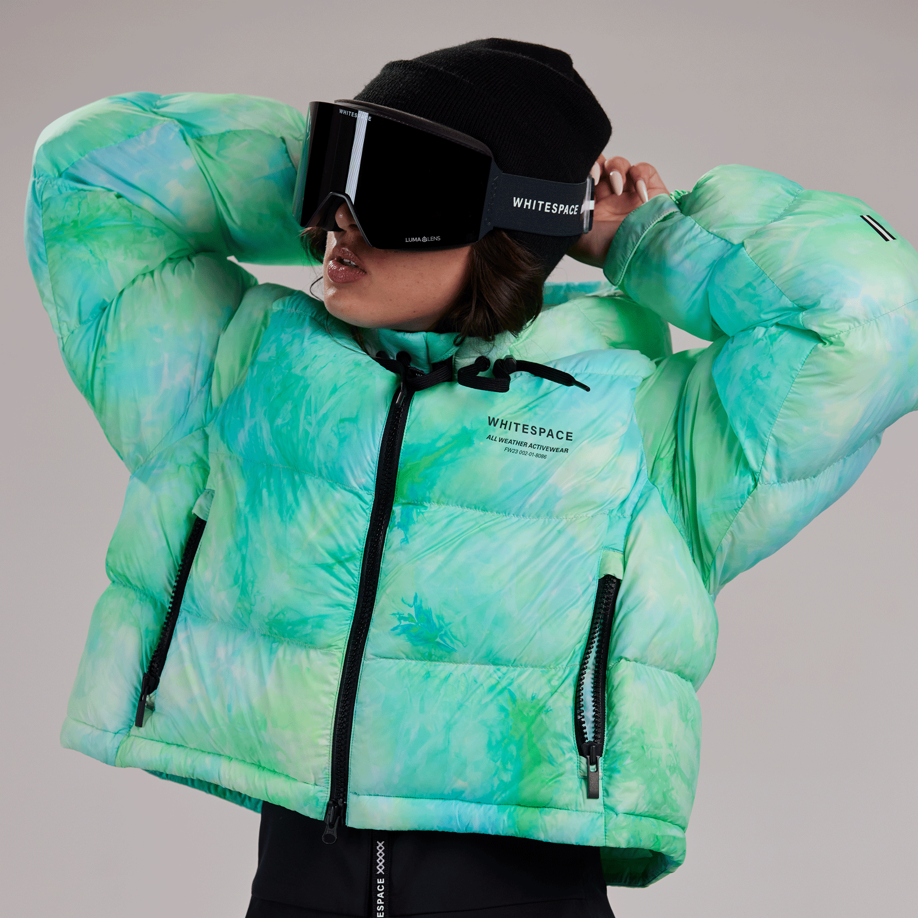 Cropped Puffer Jacket - Green Tie Dye-Goodwynn&#39;sGoodwynn&#39;s