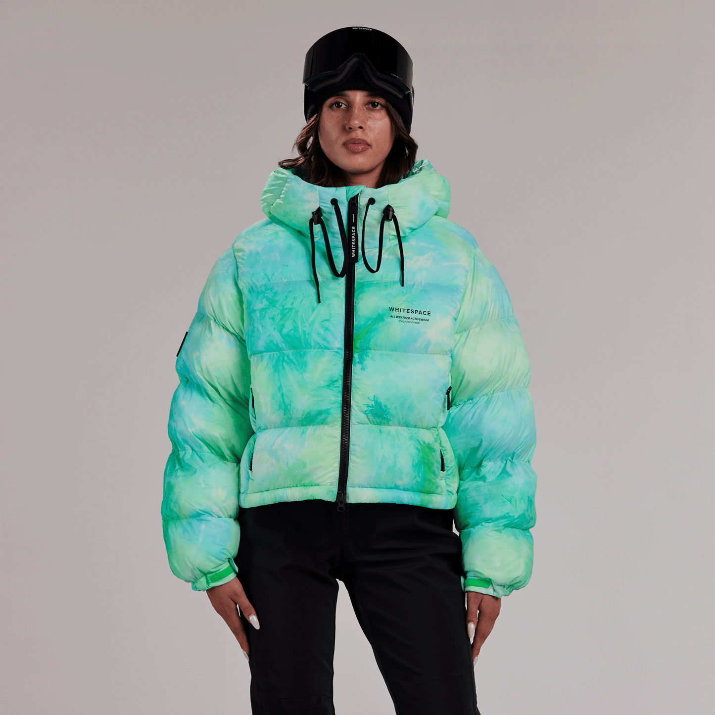 Cropped Puffer Jacket - Green Tie Dye