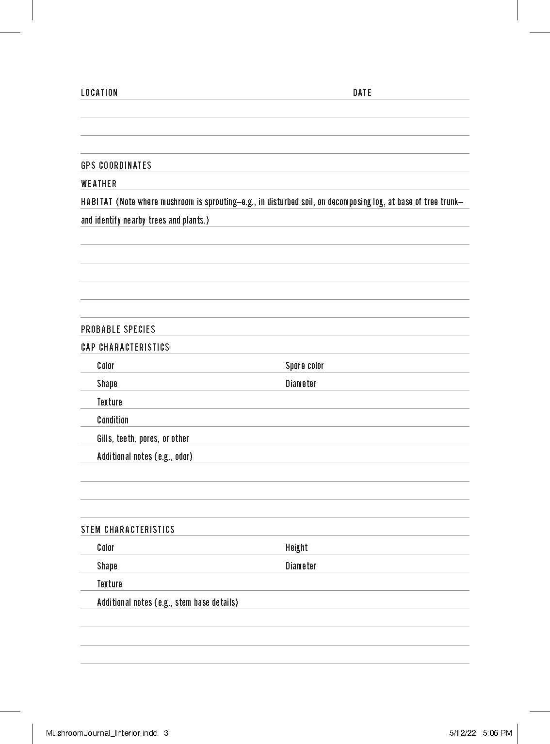 Mountaineers Books - Mushroom Logbook