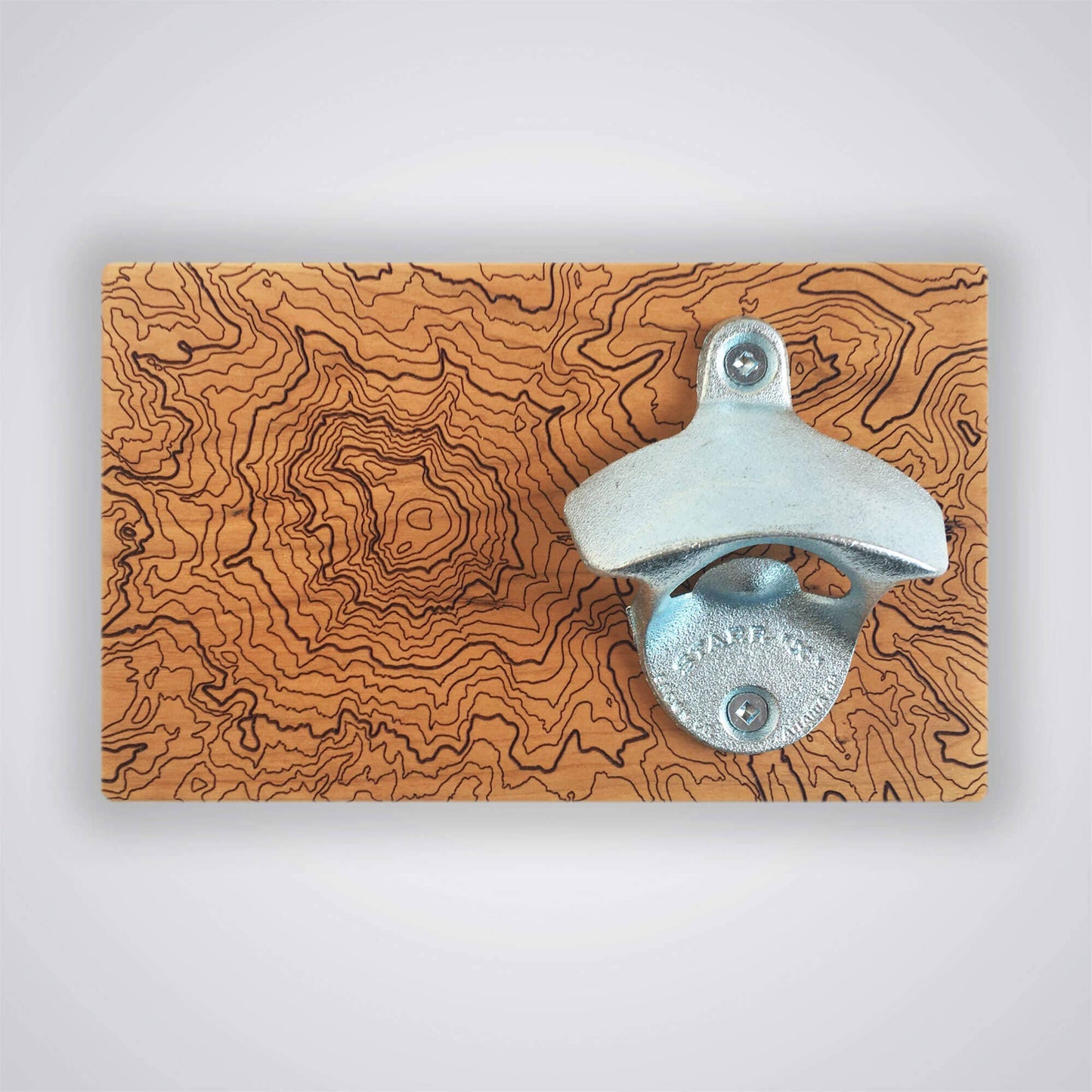 SML | Simple Modern Living - Solid Wood Bottle Opener with Mountain Topography: Mt Hood / Walnut