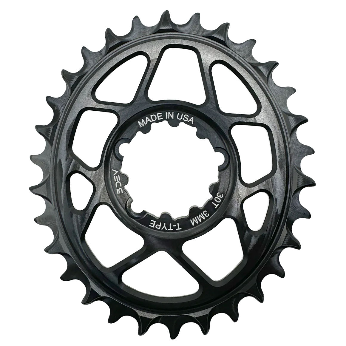 5Dev T-Type Oval 3-Bolt Chainring 3mm Offset 32T Black